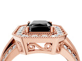 Rose gold Fancy Black Radiant Cut Halo Diamond Engagement Ring with Pave Split Shank and Four-Prong Setting_4