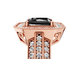 Rose gold Fancy Black Radiant Cut Halo Diamond Engagement Ring with Pave Split Shank and Four-Prong Setting_5