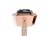 Rose gold Fancy Black Radiant Cut Halo Diamond Engagement Ring with Split Shank Band and Four-Prong Setting_5