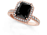 Rose gold Fancy Black Radiant Cut Halo Diamond Pave Band with Prong Setting_1