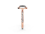 Rose gold Fancy Black Radiant Cut Halo Diamond Pave Band with Prong Setting_2