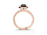 Rose gold Fancy Black Radiant Cut Halo Diamond Pave Band with Prong Setting_3
