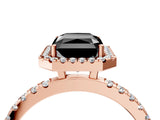 Rose gold Fancy Black Radiant Cut Halo Diamond Pave Band with Prong Setting_4