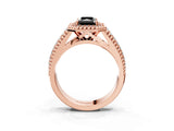 Rose gold Fancy Black Radiant Cut Halo Diamond Ring with Beaded Split Shank and Four-Prong Setting_3