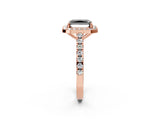 Rose gold Fancy Black Radiant Cut Halo Diamond Ring with Pavé Band and Three-Prong Setting_2