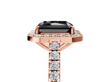 Rose gold Fancy Black Radiant Cut Halo Diamond Ring with Pavé Band and Three-Prong Setting_5