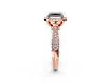 Rose gold Fancy Black Radiant Cut Halo Diamond Ring with Pavé Band_2