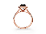 Rose gold Fancy Black Radiant Cut Halo Diamond Ring with Pavé Band_3
