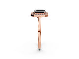 Rose gold Fancy Black Radiant Cut Halo Diamond Ring with Solitaire Band and Prong Setting_2