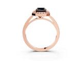 Rose gold Fancy Black Radiant Cut Halo Diamond Ring with Solitaire Band and Prong Setting_3