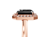 Rose gold Fancy Black Radiant Cut Halo Diamond Ring with Solitaire Band and Prong Setting_5