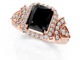 Rose gold Fancy Black Radiant Cut Halo Diamond Split Shank Engagement Ring with Four-Prong Setting_1