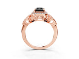 Rose gold Fancy Black Radiant Cut Halo Diamond Split Shank Engagement Ring with Four-Prong Setting_3