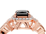 Rose gold Fancy Black Radiant Cut Halo Diamond Split Shank Engagement Ring with Four-Prong Setting_4