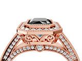 Rose gold Fancy Black Radiant Cut Halo Diamond Split Shank Pave Ring_16
