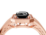 Rose gold Fancy Black Radiant Cut Halo Diamond Split Shank Ring with Prong Setting_4