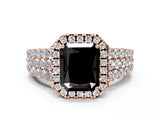Rose gold Fancy Black Radiant Cut Halo Pavé Diamond Engagement Ring with Split Shank and Four-Prong Setting_3