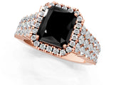 Rose gold Fancy Black Radiant Cut Halo Pavé Diamond Engagement Ring with Split Shank and Four-Prong Setting_4