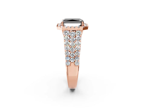 Rose gold Fancy Black Radiant Cut Halo Pavé Diamond Engagement Ring with Split Shank and Four-Prong Setting_5