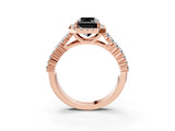 Rose gold Fancy Black Radiant Cut Halo Pavé Diamond Engagement Ring with Split Shank and Four-Prong Setting_6