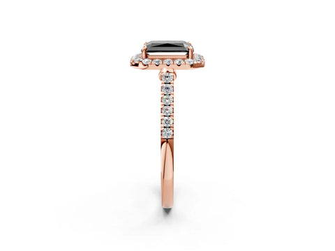 Rose gold Fancy Black Radiant Cut Halo Pave Diamond Engagement Ring with Four-Prong Setting_14