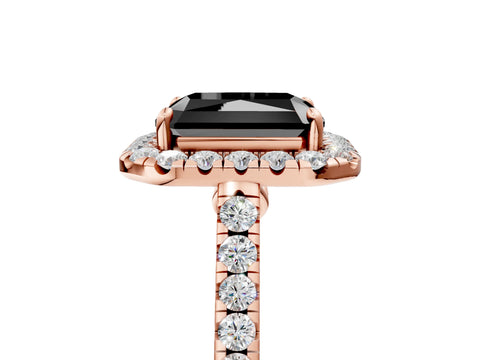 Rose gold Fancy Black Radiant Cut Halo Pave Diamond Engagement Ring with Four-Prong Setting_17