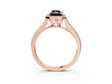 Rose gold Fancy Black Radiant Cut Halo Round Diamond Pavé Band with Four-Prong Setting_6