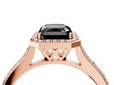 Rose gold Fancy Black Radiant Cut Halo Round Diamond Pavé Band with Four-Prong Setting_7