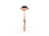 Rose gold Fancy Black Radiant Cut Halo Round Diamond Solitaire Engagement Ring with Pave Band and Four-Prong Setting_14