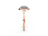 Rose gold Fancy Black Radiant Cut Halo Round Diamond Solitaire Ring with Pavé Band and Four-Prong Setting_2