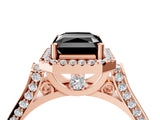 Rose gold Fancy Black Radiant Cut Halo Round Diamond Twist Band with Four-Prong Setting_4