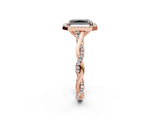 Rose gold Fancy Black Radiant Cut Halo Twist Band with Four-Prong Setting_14