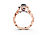 Rose gold Fancy Black Radiant Cut Halo Twist Band with Four-Prong Setting_15