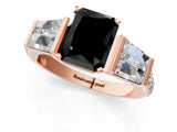Rose gold Fancy Black Radiant Cut Solitaire Baguette Side Stone Channel Set Engagement Ring_1