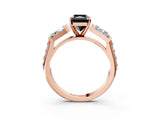 Rose gold Fancy Black Radiant Cut Solitaire Baguette Side Stone Channel Set Engagement Ring_3