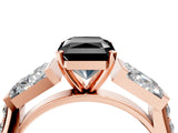 Rose gold Fancy Black Radiant Cut Solitaire Baguette Side Stone Channel Set Engagement Ring_4