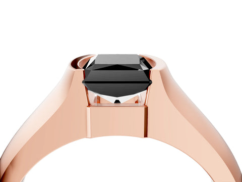 Rose gold Fancy Black Radiant Cut Solitaire Bezel Set Diamond Ring with Wide Band_4