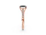Rose gold Fancy Black Radiant Cut Solitaire Cathedral Diamond Engagement Ring with Channel-Set Band and Four-Prong Setting_5