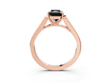 Rose gold Fancy Black Radiant Cut Solitaire Cathedral Diamond Engagement Ring with Channel-Set Band and Four-Prong Setting_6