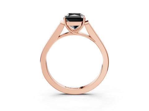 Rose gold Fancy Black Radiant Cut Solitaire Cathedral Diamond Engagement Ring with Channel-Set Band and Four-Prong Setting_6
