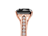 Rose gold Fancy Black Radiant Cut Solitaire Cathedral Diamond Engagement Ring with Channel-Set Band and Four-Prong Setting_8