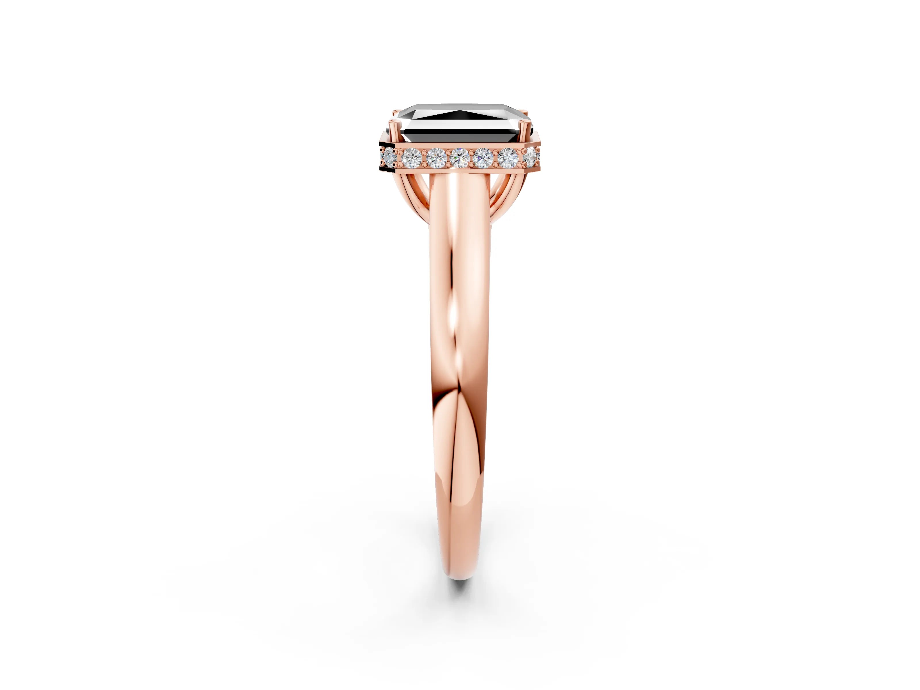 Rose gold Fancy Black Radiant Cut Solitaire Diamond Engagement Ring with Four-Prong Setting and Tapered Band_2