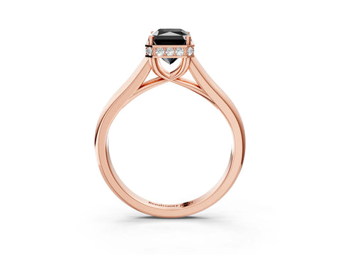Rose gold Fancy Black Radiant Cut Solitaire Diamond Engagement Ring with Four-Prong Setting and Tapered Band_3