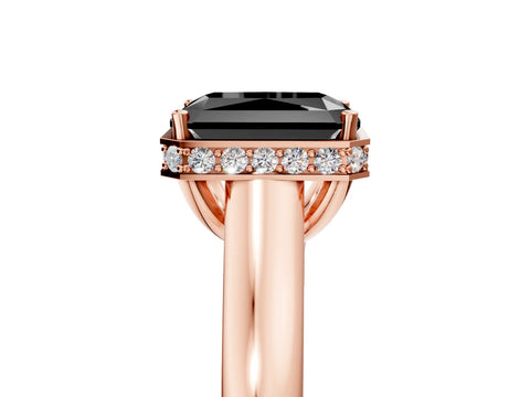 Rose gold Fancy Black Radiant Cut Solitaire Diamond Engagement Ring with Four-Prong Setting and Tapered Band_5