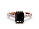 Rose gold Fancy Black Radiant Cut Solitaire Diamond Engagement Ring with Pavé Band and Six-Prong Setting_12