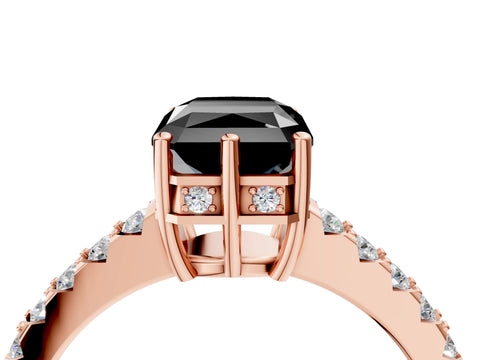 Rose gold Fancy Black Radiant Cut Solitaire Diamond Engagement Ring with Pavé Band and Six-Prong Setting_16