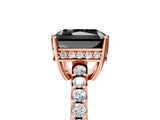 Rose gold Fancy Black Radiant Cut Solitaire Diamond Engagement Ring with Pavé Band and Six-Prong Setting_17