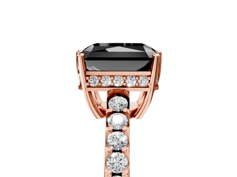 Rose gold Fancy Black Radiant Cut Solitaire Diamond Engagement Ring with Pavé Band and Six-Prong Setting_17