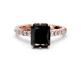 Rose gold Fancy Black Radiant Cut Solitaire Diamond Engagement Ring with Pavé Band and Six-Prong Setting_24