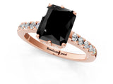 Rose gold Fancy Black Radiant Cut Solitaire Diamond Engagement Ring with Pavé Band and Six-Prong Setting_25
